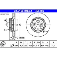 Ate Bremsscheibe 24.0126-0156.1 vorne, belüftet, 1 Stück