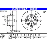 Ate Bremsscheibe 24012802821 Geschlitzt 330mm 28mm für PORSCHE