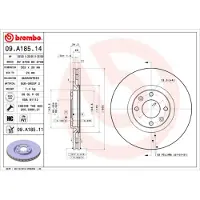 Brembo Bremsscheibe 09.A185.11, vorne, belüftet, hochkarbonisiert, 1 Stück