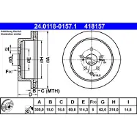 Ate Bremsscheibe 24.0118-0157.1 hinten, belüftet, 1 Stück