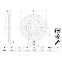 Bosch Bremsscheibe 0986479e73 belüftet 241mm 18mm für KIA