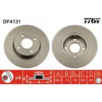 TRW Bremsscheibe DF4131 vorne, voll, 1 Stück