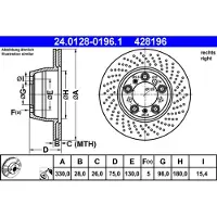 Ate Bremsscheibe 24012801961 Gelocht 330mm 28mm für PORSCHE