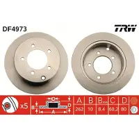 TRW Bremsscheibe DF4973 hinten, voll, 1 Stück