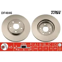 TRW Bremsscheibe DF4046 vorne, belüftet, hochkarbonisiert, 1 Stück