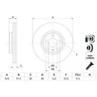 Bosch Bremsscheibe 0 986 479 E49 vorne, belüftet, hochkarbonisiert, 1 Stück
