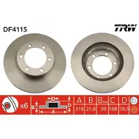 TRW Bremsscheibe DF4115 vorne, belüftet, 1 Stück