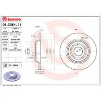 Brembo Bremsscheibe 08.D864.11, hinten, voll, 1 Stück