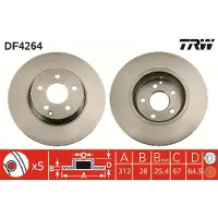 TRW Bremsscheibe DF4264 vorne, belüftet, 1 Stück