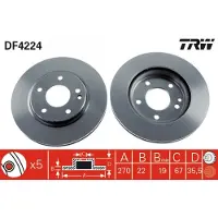 TRW Bremsscheibe DF4224 vorne, belüftet, 1 Stück