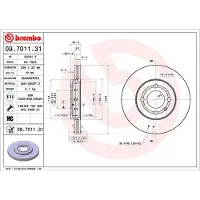 Brembo Bremsscheibe 09.7011.31, vorne, belüftet, hochkarbonisiert, 1 Stück