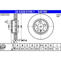 Ate Bremsscheibe PowerDisc 24.0328-0199.1, 1 Stück