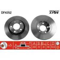TRW Bremsscheibe LUC DF4352 hinten, belüftet, 1 Stück