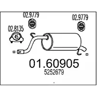 MTS Endschalldämpfer OPEL 01.60905 5252679 Endtopf,Auspuff Endtopf,Nachschalldämpfer,ESD