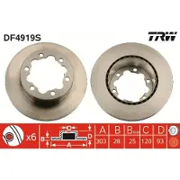 TRW Bremsscheibe DF4919S hinten, belüftet, hochkarbonisiert, 1 Stück