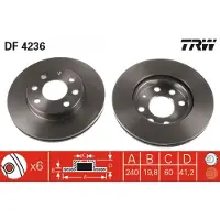 TRW Bremsscheibe DF4236 vorne, belüftet, 1 Stück