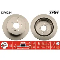 TRW Bremsscheibe DF6024 hinten, belüftet, 1 Stück