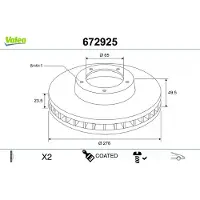 Valeo Bremsscheibe [Hersteller-Nr. 672925] für Skoda, Audi, Seat, VW