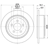 Hella Bremsscheibe [Hersteller-Nr. 8DD355122-221] für Jeep, Dodge
