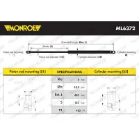 Monroe ML6372 Gasfeder Heckklappendämpfer für FIAT Panda Schrägheck (312, 319) 405mm