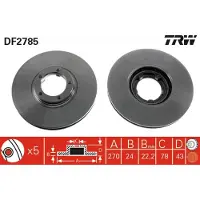 TRW Bremsscheibe DF2785 vorne, belüftet, 1 Stück