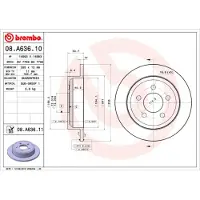 Brembo Bremsscheibe 08.A636.11, hinten, voll, 1 Stück