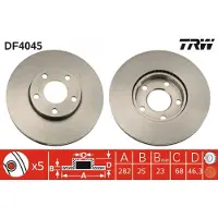 TRW Bremsscheibe DF4045 vorne, belüftet, hochkarbonisiert, 1 Stück