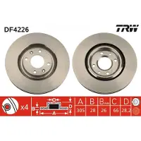 TRW Bremsscheibe DF4226 vorne, belüftet, 1 Stück