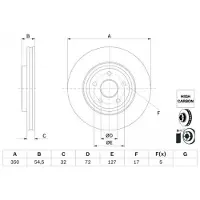 Bosch Bremsscheibe 0 986 479 F01 vorne, belüftet, hochkarbonisiert, 1 Stück