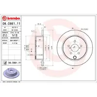 Brembo Bremsscheibe 08.C661.11, hinten, voll, 1 Stück