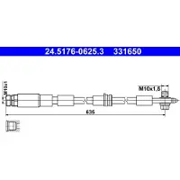 Ate 24.5176-0625.3 Bremsschlauch Vorne für VW POLO (AW1, BZ1) T-Cross (C11) Taigo (CS1) für AUDI A1 Sportback (GBA) A1 Citycarver (GBH) A1 Allstreet