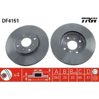 TRW Bremsscheibe DF4151 vorne, belüftet, 1 Stück