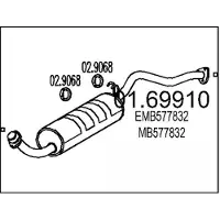 MTS Endschalldämpfer MITSUBISHI 01.69910 MB651233,EMB577832,MB577832 Endtopf,Auspuff Endtopf,Nachschalldämpfer,ESD MB611684