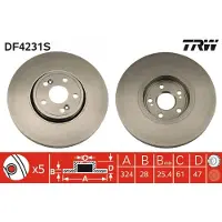 TRW Bremsscheibe DF4231S vorne, belüftet, 1 Stück