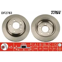TRW Bremsscheibe DF2783 hinten, belüftet, hochkarbonisiert, 1 Stück