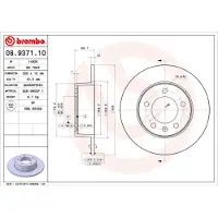Brembo Bremsscheibe 08.9371.10, hinten, voll, 1 Stück