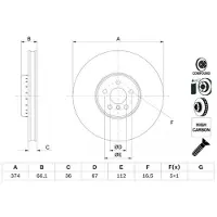 Bosch Bremsscheibe 0 986 479 F60 vorne, belüftet, hochkarbonisiert, 1 Stück