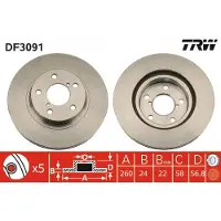 TRW Bremsscheibe DF3091 vorne, belüftet, 1 Stück