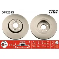 TRW Bremsscheibe LUC DF4259S vorne, belüftet, 1 Stück