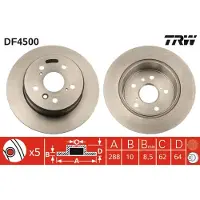TRW Bremsscheibe DF4500 hinten, voll, 1 Stück
