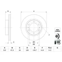 Bosch Bremsscheibe 0 986 479 G19 vorne, belüftet, hochkarbonisiert, 1 Stück