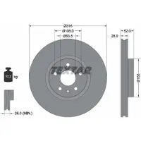 Textar Bremsscheibe 92162305 vorne, belüftet, hochkarbonisiert, 1 Stück