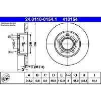 Ate Bremsscheibe 24011001541 voll 245mm 10mm für VAG