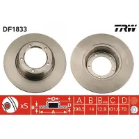 TRW Bremsscheibe DF1833 vorne, voll, hochkarbonisiert, 1 Stück