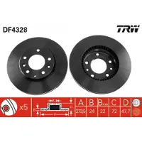 TRW Bremsscheibe DF4328 vorne, belüftet, hochkarbonisiert, 1 Stück