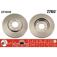 TRW Bremsscheibe DF4048 vorne, belüftet, hochkarbonisiert, 1 Stück
