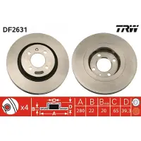 TRW Bremsscheibe DF2631 vorne, belüftet, 1 Stück