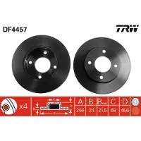 TRW Bremsscheibe DF4457 vorne, belüftet, hochkarbonisiert, 1 Stück