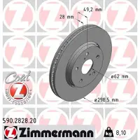 ZIMMERMANN Bremsscheibe TOYOTA 590.2828.20 43512F4010 Bremsscheiben,Scheibenbremsen