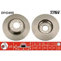 TRW Bremsscheibe LUC DF4349S vorne, belüftet, hochkarbonisiert, 1 Stück
